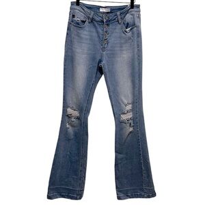 KANCAN Light Wash Distressed Button Fly High Rise Jeans Size 13 / 30